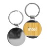 Personalized Round Bamboo and Metal Keychains Size 32mm 