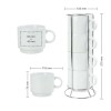 Elegant Ceramic Mug Set with Metal Stand – 4 Pieces