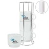 Elegant Ceramic Mug Set with Metal Stand – 4 Pieces