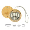 Promotional Multi-Charging Cable Set in Round Bamboo Case