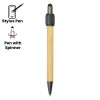 Bamboo and Metal Stylus Pens with Top Spinner (Blue Ink)