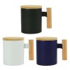 Ceramic Coffee Mugs with Bamboo Handle and Lid 380ml