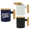 Personalized Ceramic Coffee Mugs with Bamboo Handle and Lid 380ml