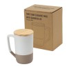 Promotional Two-toned Ceramic Mugs with Bamboo Lid, Clay Bottom