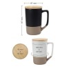 Two-toned Ceramic Mugs with Bamboo Lid, Clay Bottom