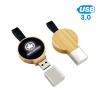 Eco Bamboo LED USB 64GB 3.0 with Strap – Custom Round Flash Drive