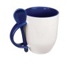 Personalized Ceramic Mug with Spoon Blue