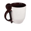 Personalized Ceramic Mug with Spoon Brown