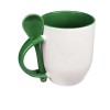 Personalized Ceramic Mug with Spoon Green