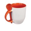 Personalized Ceramic Mug with Spoon Orange
