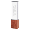 Personalized Logo Cuboid Shaped Crystal Awards with Wooden Base