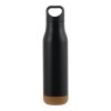Personalized Flask Water Bottle with Cork Base Black