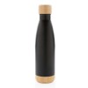 Personalized Double Wall Stainless Bottle with Bamboo Lid and Base Black