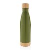 Personalized Double Wall Stainless Bottle with Bamboo Lid and Base Green
