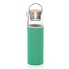 Personalized Borosilicate Glass Bottle with Neo Sleeve Green