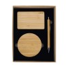 Promotional Bamboo Tech Gift Sets - Charging pad, Powerbank 5000mAh, Bamboo Pen, Kraft Gift Box