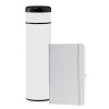 Personalized Vacuum Flask with Temperature Lid and Notebook Gift Set White