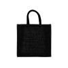 Promotional Reusable Square Jute Bags with Cotton Handles Black