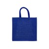Promotional Reusable Square Jute Bags with Cotton Handles Blue