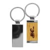 Promotional Rectangular Bamboo and Metal Keychains Size 32mm 