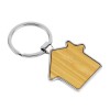 Customized Bamboo and Metal Keychain House Shaped 32mm 