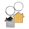 Personalized Bamboo and Metal Keychain House Shaped 32mm 
