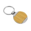 Promotional Round Bamboo and Metal Keychains Size 32mm 