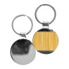 Personalized Round Bamboo Metal Keychains  