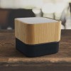 Cube Bamboo Bluetooth Speaker with RGB Lighting 