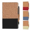 Promotional A5 Cork Fabric Hard Cover Notebook and Pen Set 