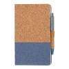 Personalized A5 Cork Fabric Hard Cover Notebook and Pen Set Blue