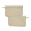 Personalized Natural Cotton Pouches with front Zipper Closure Brown