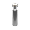 Personalized Stainless Steel Bamboo Lid Flask Silver