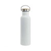Personalized Stainless Steel Bamboo Lid Flask White