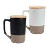 Two-toned Ceramic Mugs with Bamboo Lid, Clay Bottom