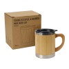 Promotional Bamboo & Stainless Steel Coffee Travel Mug with Handle and Lid
