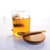Personalized Clear Glass Mug with Bamboo Lid and Spoon 