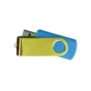 Shiny Gold Swivel USB Flash Drives Blue