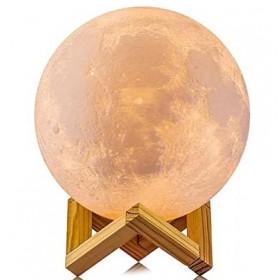 3D Moon Night Lamp 16 Colors LED with Stand & Touch Control and USB Rechargeable (4.8 inch)
