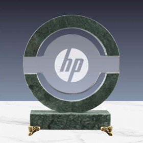 Personalized Round Crystal and Marble Awards in Hardboard Box