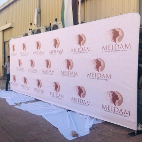 Large Photo Backdrops Banner for Corporate or Sports Events - Tension Fabric Display Stand Straight