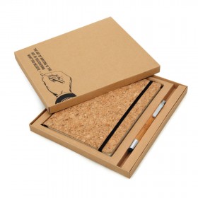 Corq Notebook & Bamboo Pen Packed in Gift Box (UV) 