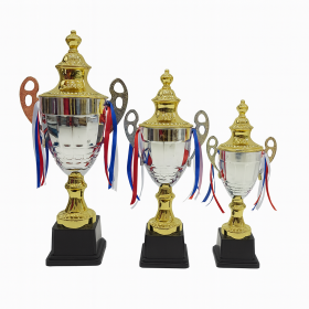 Premium Silver & Gold Cup Trophy Set – 3 Pieces (55 cm, 50 cm, 45 cm)