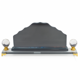 Premium Nameplate Rectangular Crystal Award Trophy With Dual Crystal Spheres (13 x 22.5 cm)