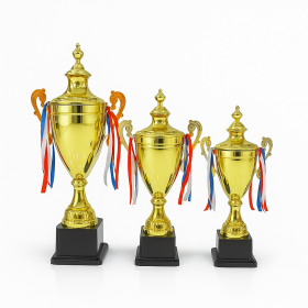 Elegant Gold Cup Trophy Set (57 cm, 52 cm, 46 cm)