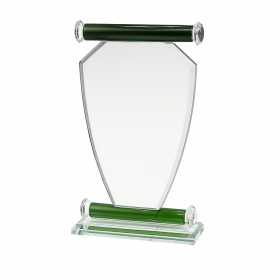Premium Shield Shape Green Base Crystal Award (18.5 cm)
