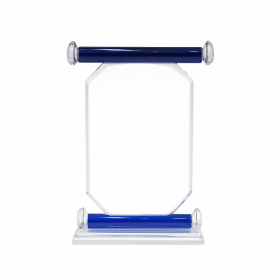 Rectangular Octagon With Blue Base Crystal Award (18.5 cm) 