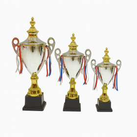 Premium Silver & Gold Cup Trophy Set 3 Pieces (56 cm,51 cm,45 cm)