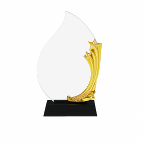 Crystal Flame with Gold Star Trophy (25cm)