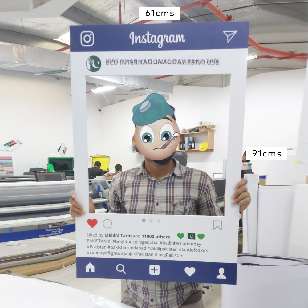 61 x 91 cm custom Instagram social media frame printed by PrintOnline, held by one person